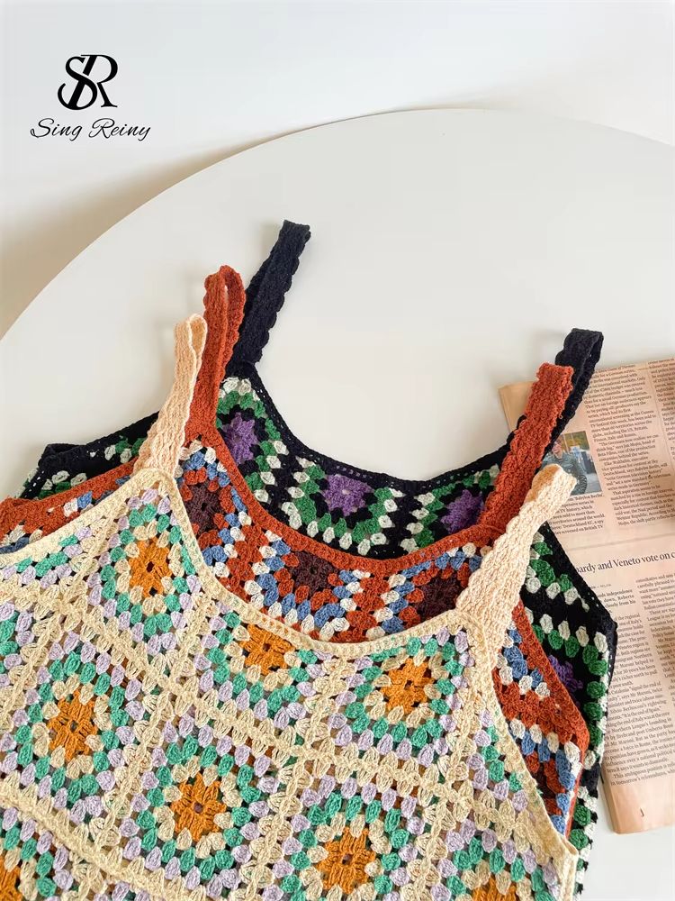 SINGREINY Womens Hollow Out Knitted Strappy Sundress For Summer And Vacation Wear 4