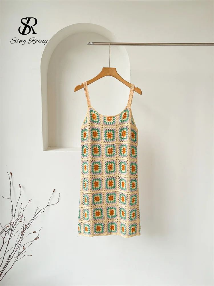 SINGREINY Womens Hollow Out Knitted Strappy Sundress For Summer And Vacation Wear 6