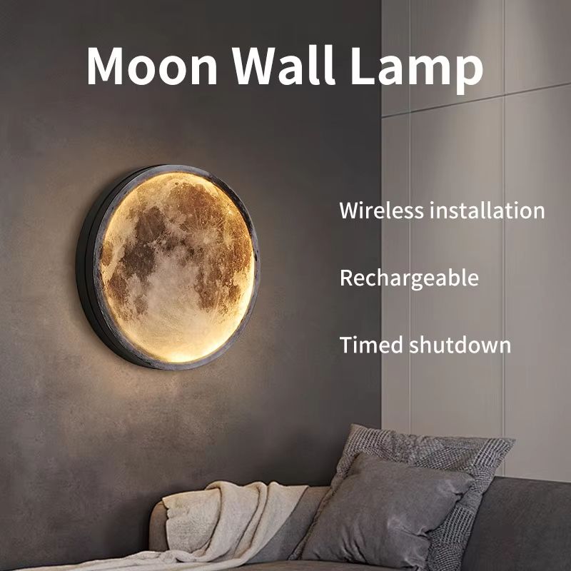 LunarGlow Rechargeable Moon Wall Lamp – Remote & Touch Dimming Moon Light