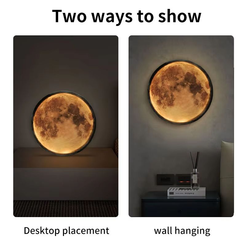 LunarGlow Rechargeable Moon Wall Lamp  Remote  Touch Dimming Moon Light 2