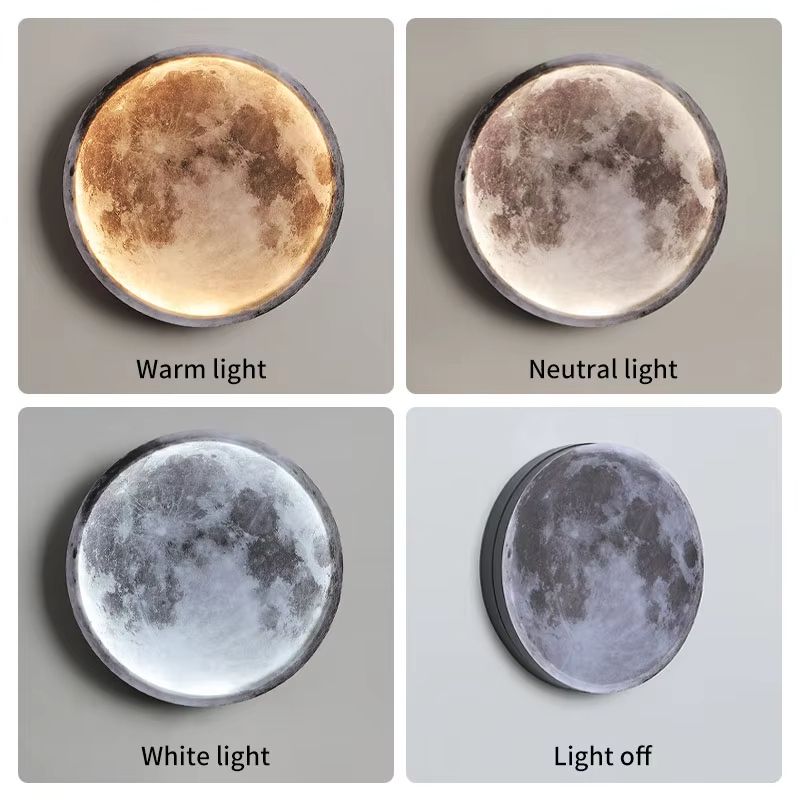 LunarGlow Rechargeable Moon Wall Lamp  Remote  Touch Dimming Moon Light 3