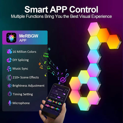 LumiShape RGB Smart Hexagon Wall Lights  Customizable Ambient Lighting For Gaming  Home Decor 4