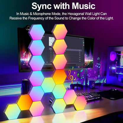LumiShape RGB Smart Hexagon Wall Lights  Customizable Ambient Lighting For Gaming  Home Decor 5