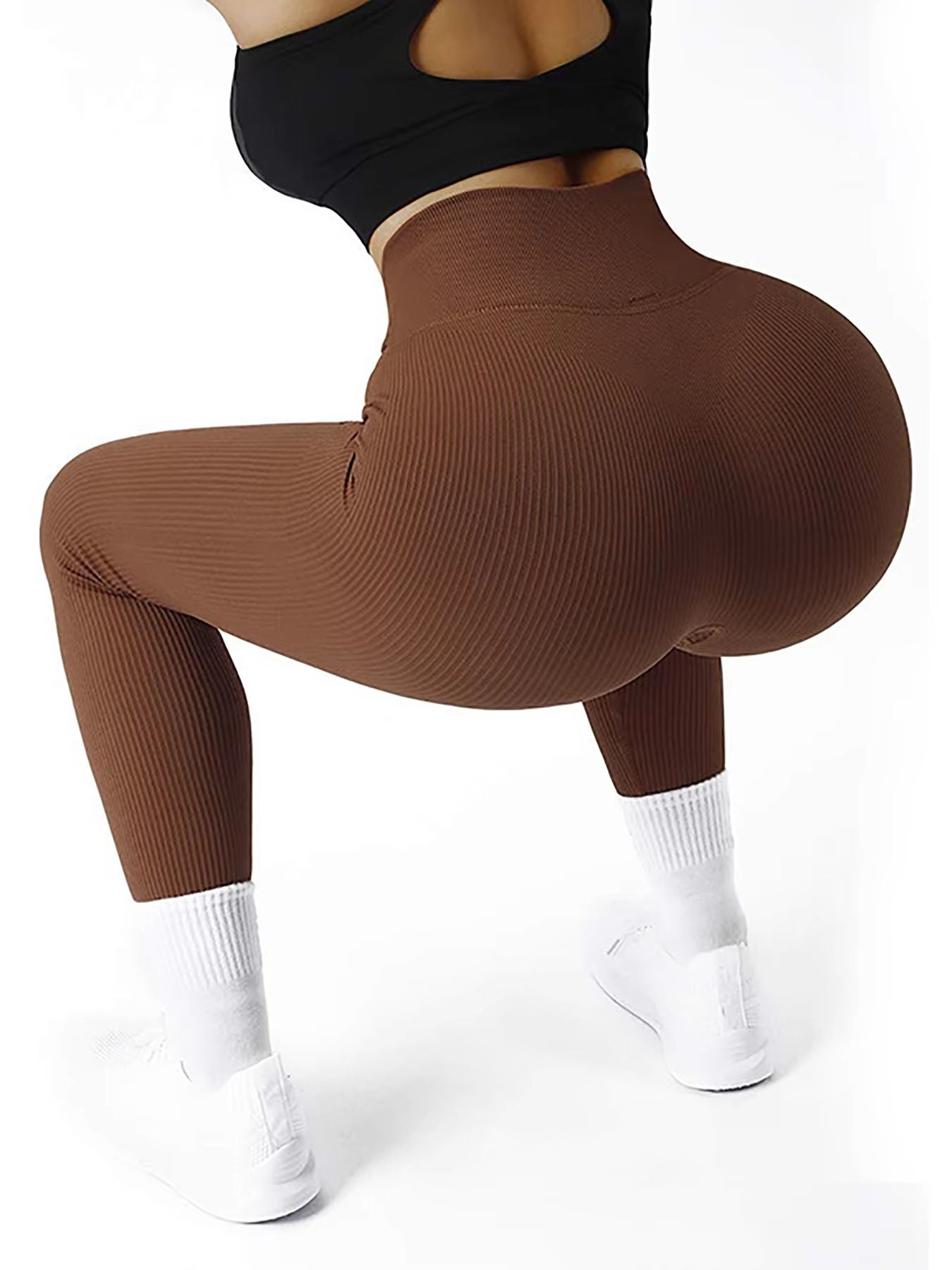 ElevateFlex High Waist Ribbed Leggings  Seamless Activewear For Yoga Fitness  Everyday Wear 4