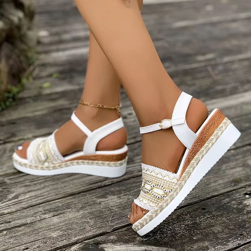 BreezaWalk Bohemian Wedge Sandals  Plus Size Summer Platforms For Women 5