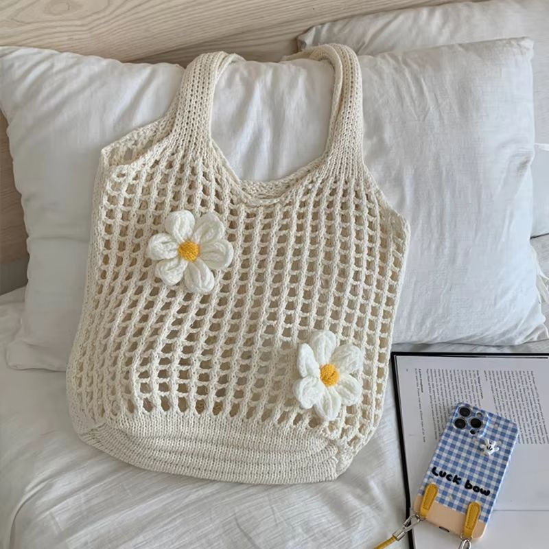 CoastaWeave Knitted Shoulder Tote  Lightweight Summer Beach Bag With Large Capacity 1