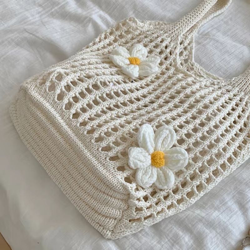 CoastaWeave Knitted Shoulder Tote  Lightweight Summer Beach Bag With Large Capacity 3