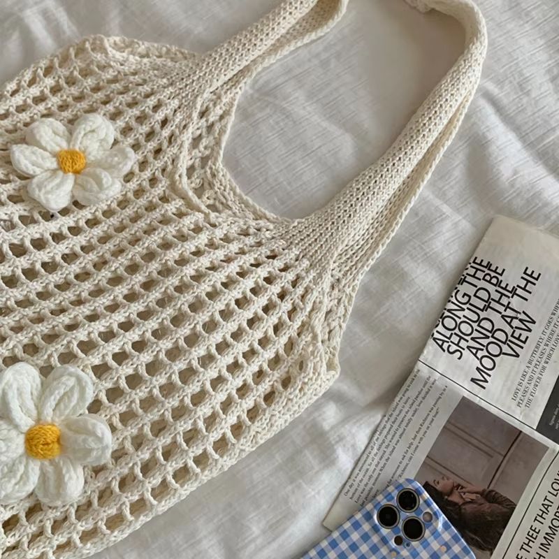 CoastaWeave Knitted Shoulder Tote  Lightweight Summer Beach Bag With Large Capacity 4