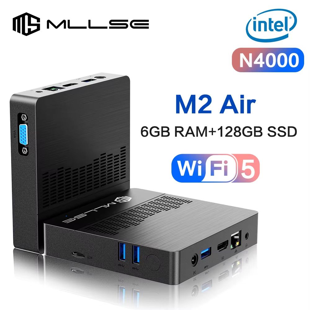 Mini PC Intel Gemini Lake Windows 11 6GB RAM 128GB SSD Dual Band WiFi Bluetooth