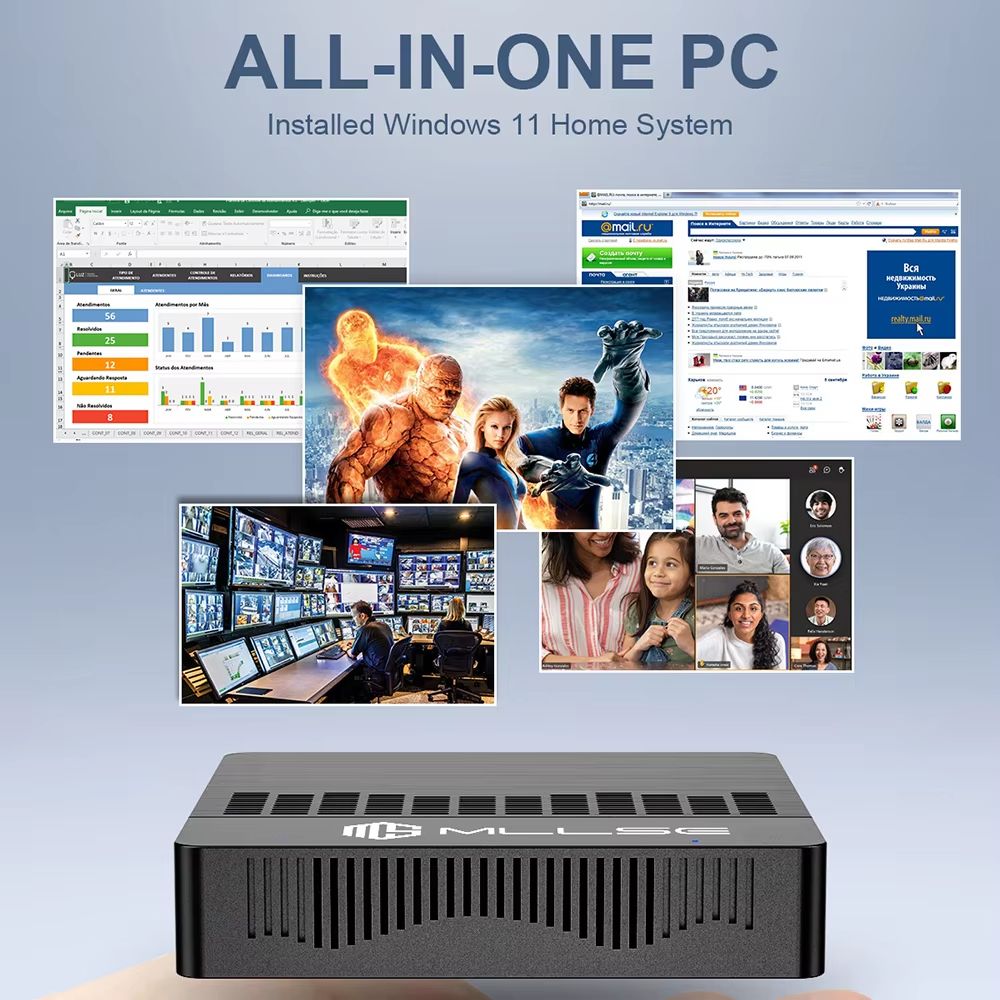 Mini PC Intel Gemini Lake Windows 11 6GB RAM 128GB SSD Dual Band WiFi Bluetooth 4