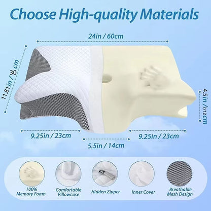 ErgoRelief Memory Foam Neck Pillow Orthopedic Butterfly Design Slow Rebound Support 4