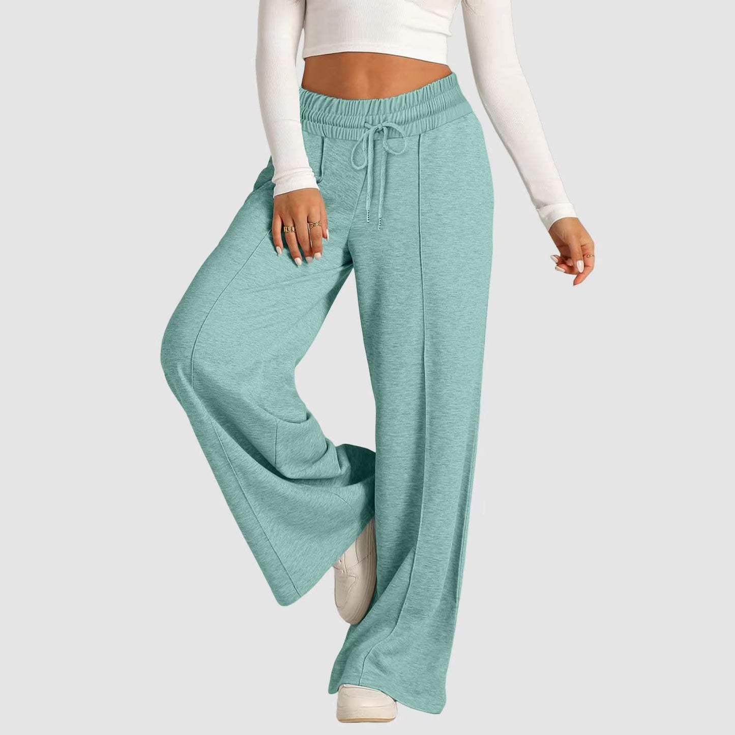 Womens Summer Casual Jumpsuit Tie Waist Loose Wide Leg Stretchy Pants 5