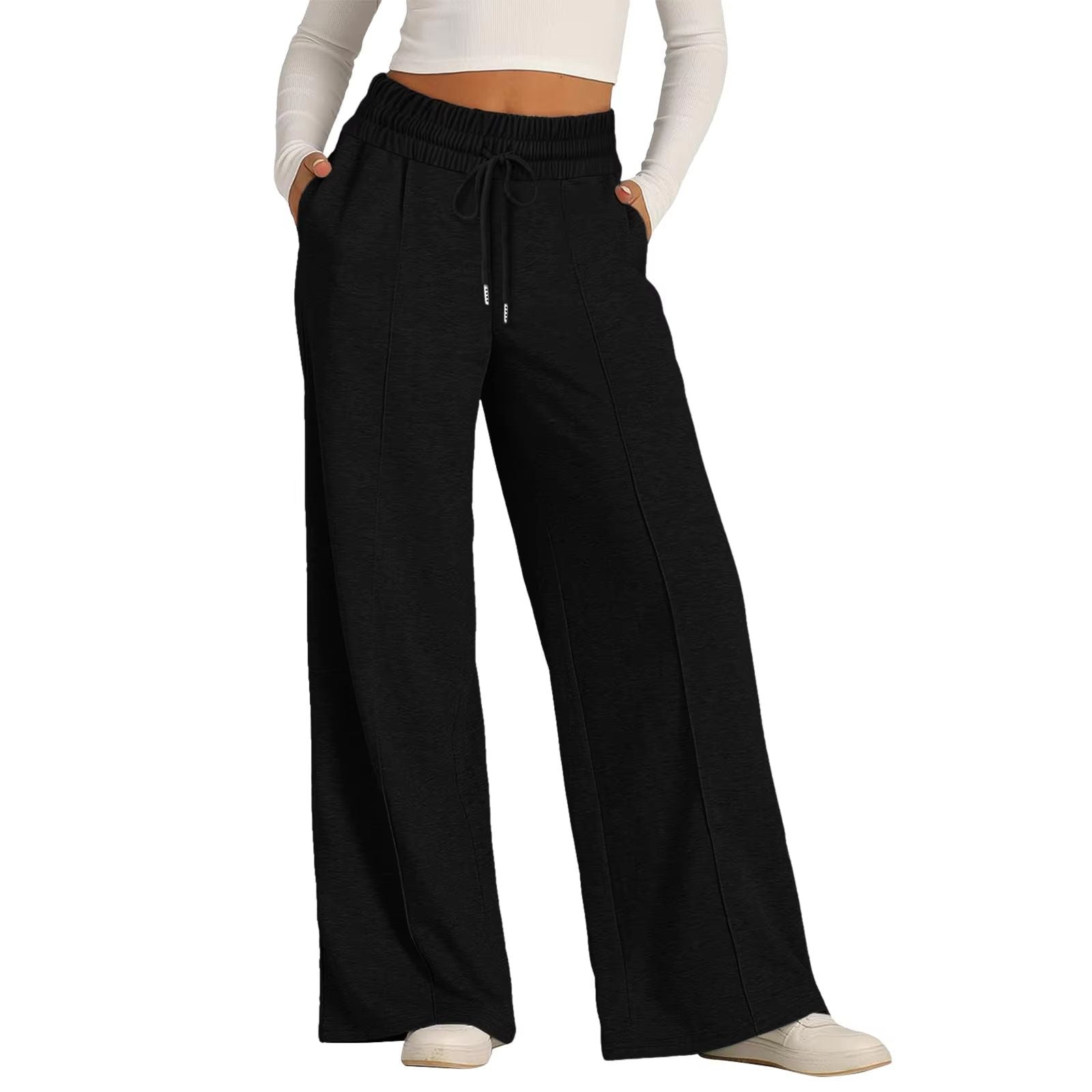 Womens Summer Casual Jumpsuit Tie Waist Loose Wide Leg Stretchy Pants 7