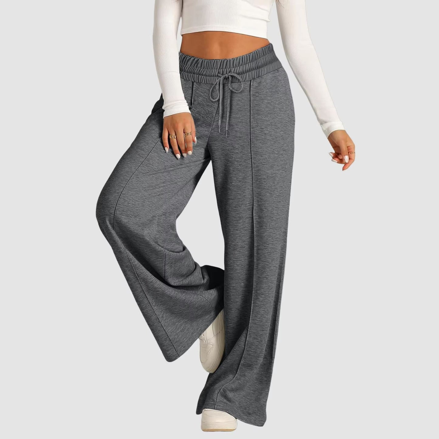 Womens Summer Casual Jumpsuit Tie Waist Loose Wide Leg Stretchy Pants 3