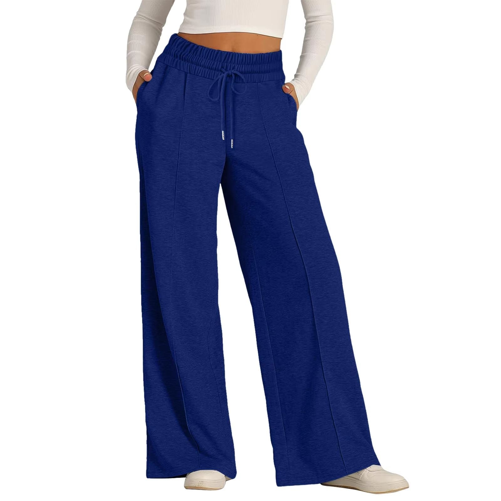 Womens Summer Casual Jumpsuit Tie Waist Loose Wide Leg Stretchy Pants 10