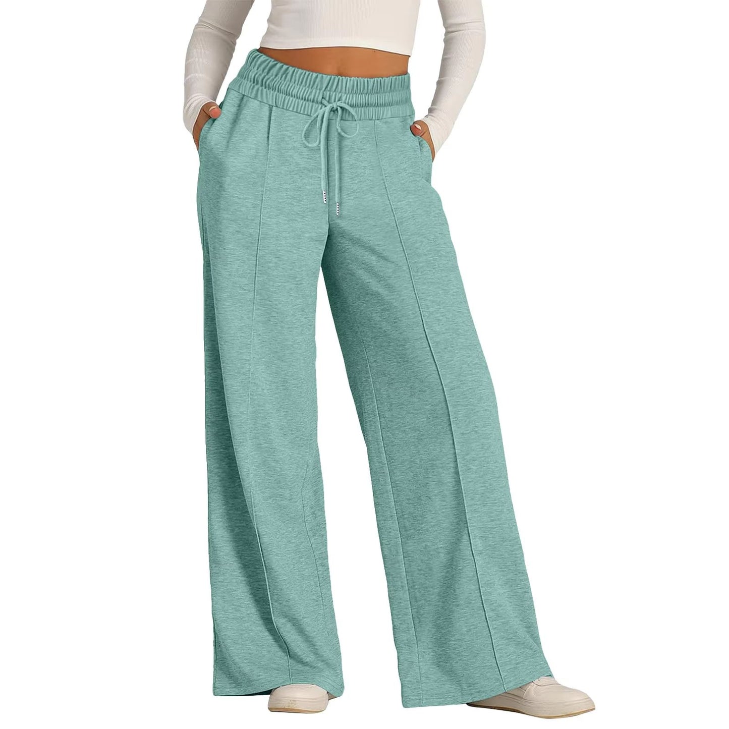 Womens Summer Casual Jumpsuit Tie Waist Loose Wide Leg Stretchy Pants 11