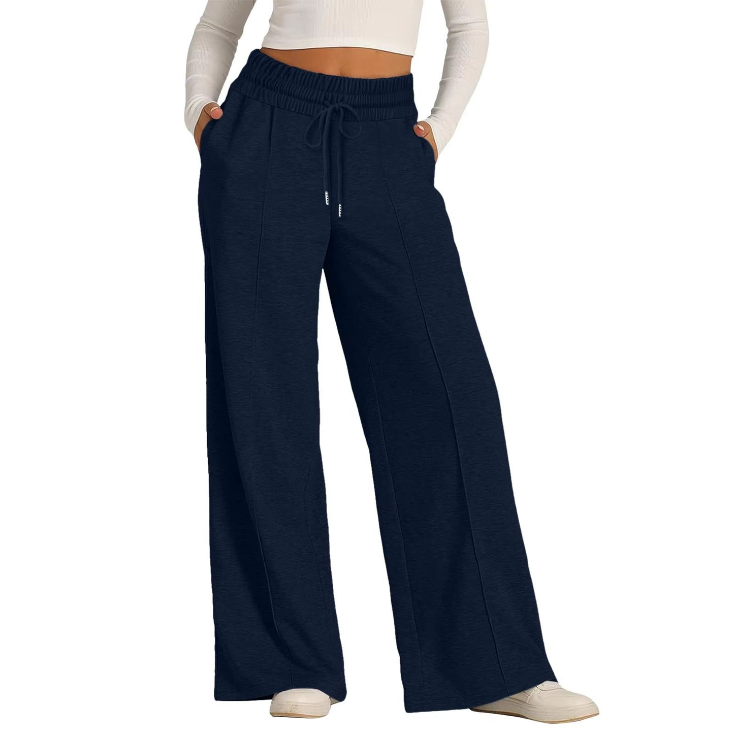 Womens Summer Casual Jumpsuit Tie Waist Loose Wide Leg Stretchy Pants 13