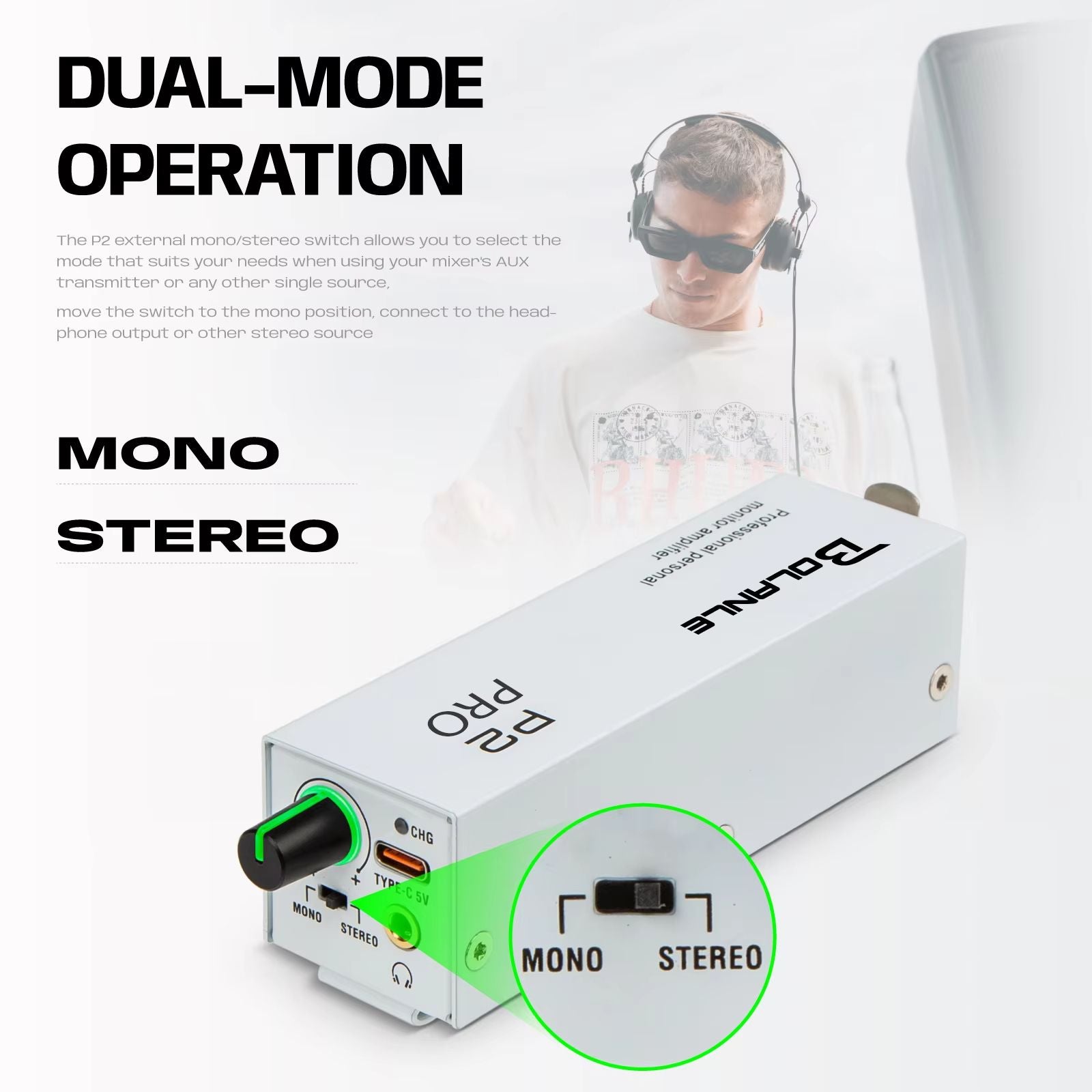 Bolanle P2 USB C Personal IEM Amplifier Compact In Ear Monitor Audio Adapter 4