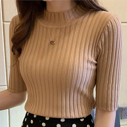Womens Summer Knit Blouse Short Sleeve Pullover Lightweight Casual Top 1