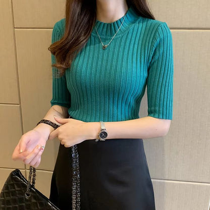Womens Summer Knit Blouse Short Sleeve Pullover Lightweight Casual Top 2