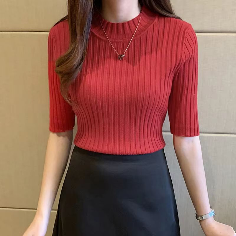 Womens Summer Knit Blouse Short Sleeve Pullover Lightweight Casual Top 12