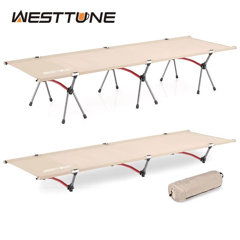 WESTTUNE Ultralight Camping Cot with Leg Extenders – Foldable Aluminum Travel Bed