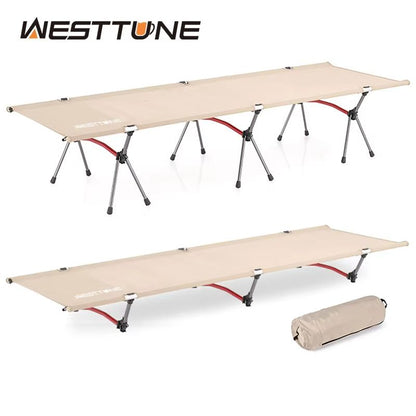 WESTTUNE Ultralight Camping Cot with Leg Extenders – Foldable Aluminum Travel Bed
