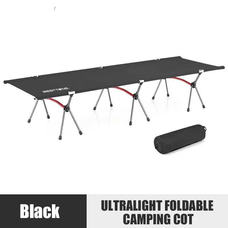 WESTTUNE Ultralight Camping Cot With Leg Extenders  Foldable Aluminum Travel Bed 6