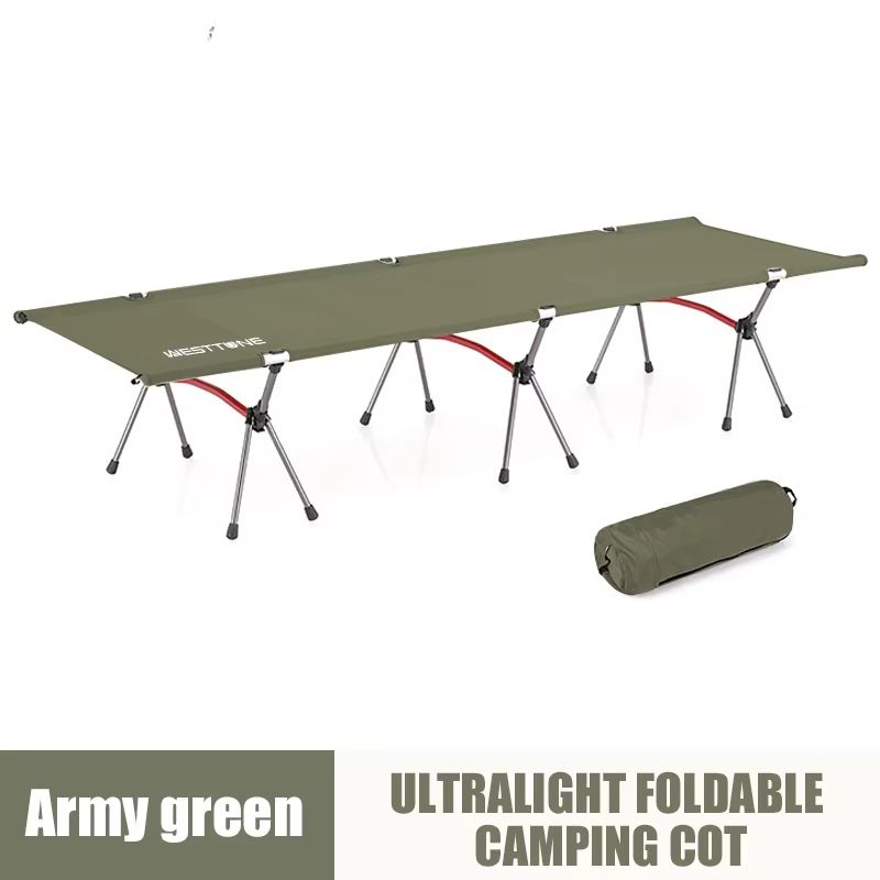 WESTTUNE Ultralight Camping Cot With Leg Extenders  Foldable Aluminum Travel Bed 8
