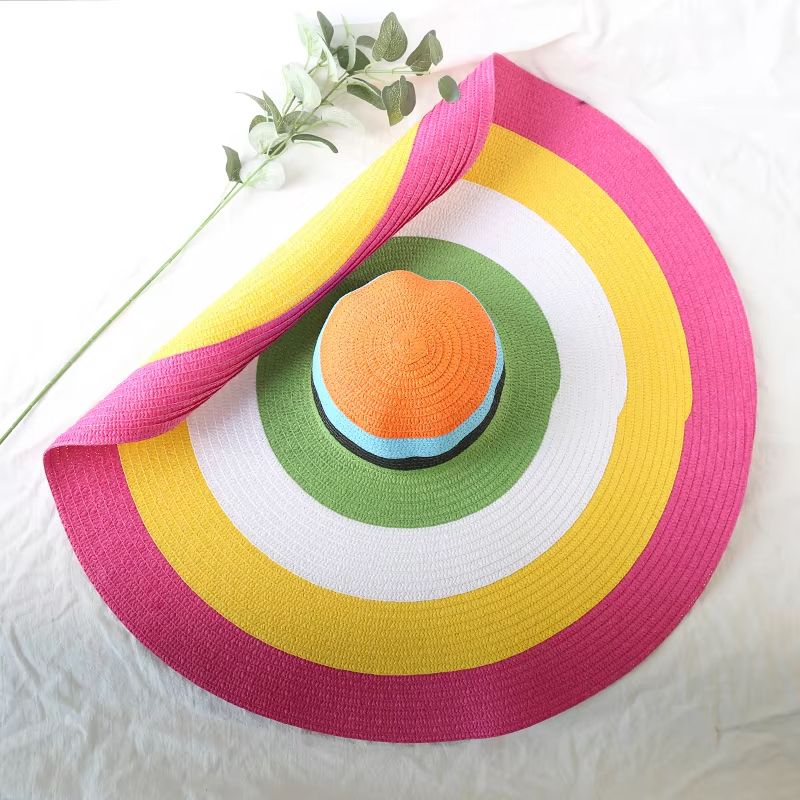 Oversized 70cm Wide Brim Sun Hat  Foldable UV Protection Beach Hat For Women 18
