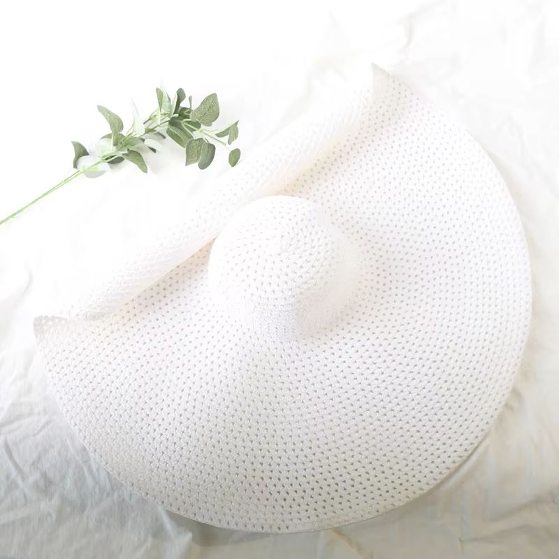 Oversized 70cm Wide Brim Sun Hat  Foldable UV Protection Beach Hat For Women 21