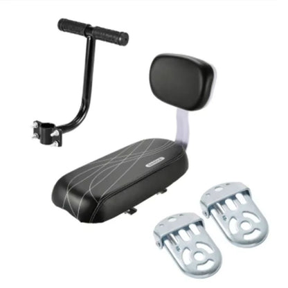 ComfortRide Rear Bike Seat for Kids – PU Leather Bicycle Saddle with Backrest for MTB & Rear Rack Use