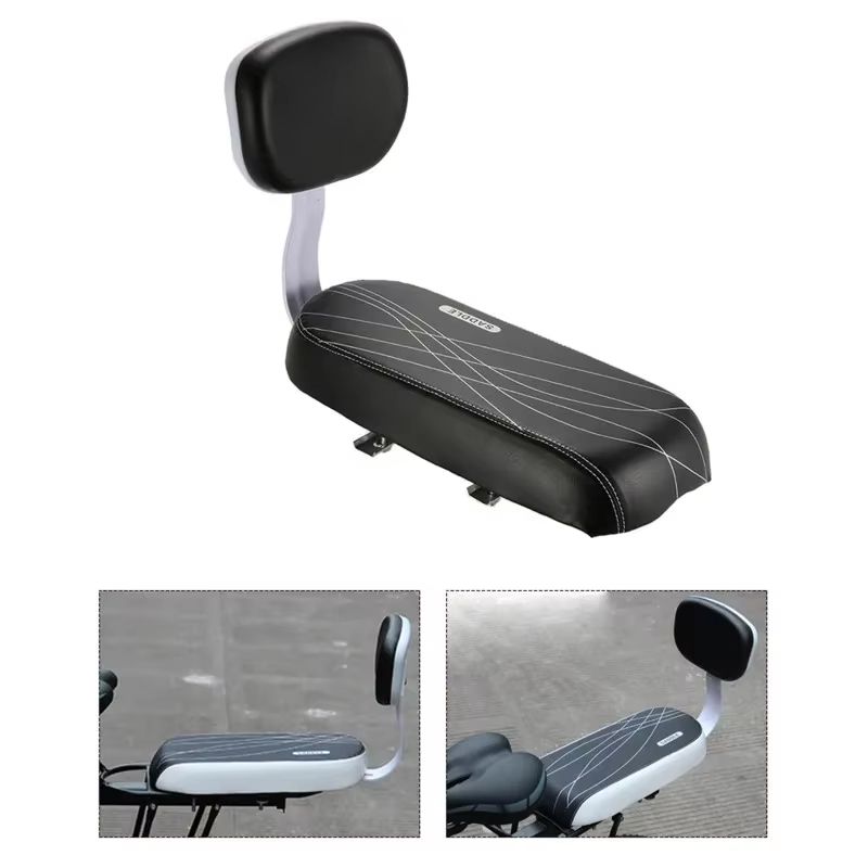 ComfortRide Rear Bike Seat For Kids  PU Leather Bicycle Saddle With Backrest For MTB  Rear Rack Use 1