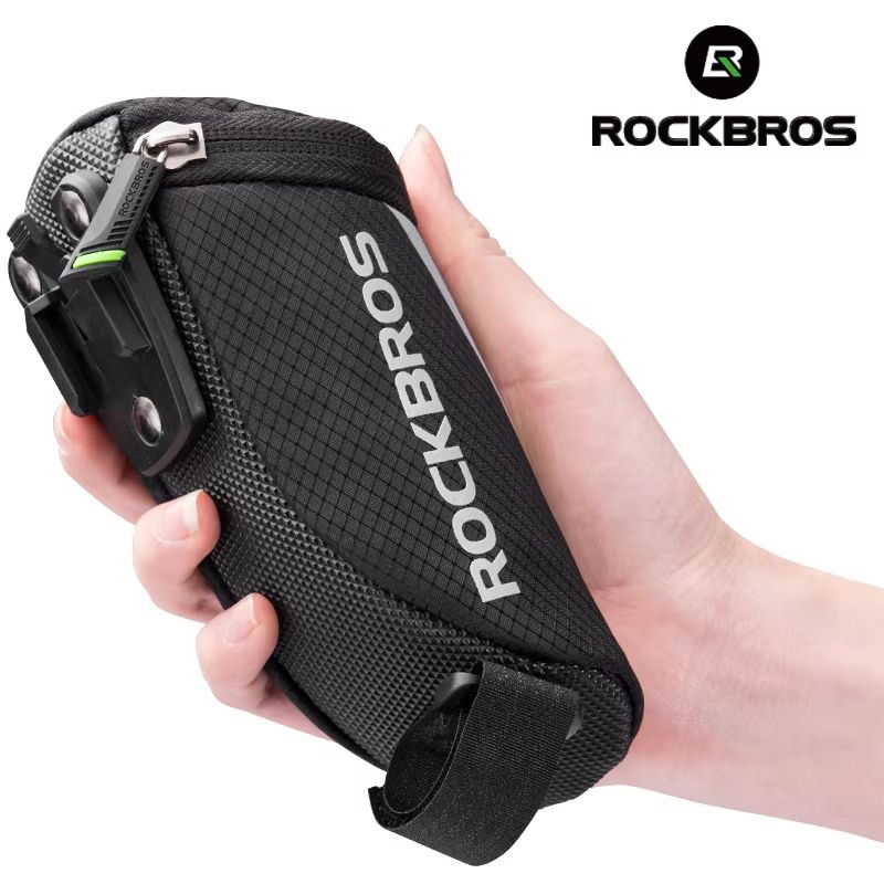 ROCKBROS Reflective Bike Saddle Bag – Portable Nylon Tail Bag for MTB & Road Cycling
