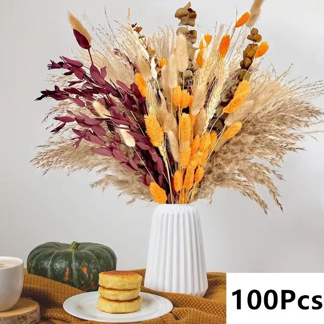 Natural Dried Pampas Grass Bouquet  Boho Vase Decor With Bunny Tails For Weddings  Home Styling 4