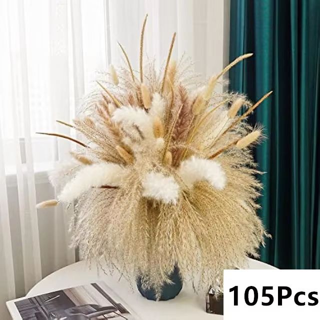 Natural Dried Pampas Grass Bouquet  Boho Vase Decor With Bunny Tails For Weddings  Home Styling 20