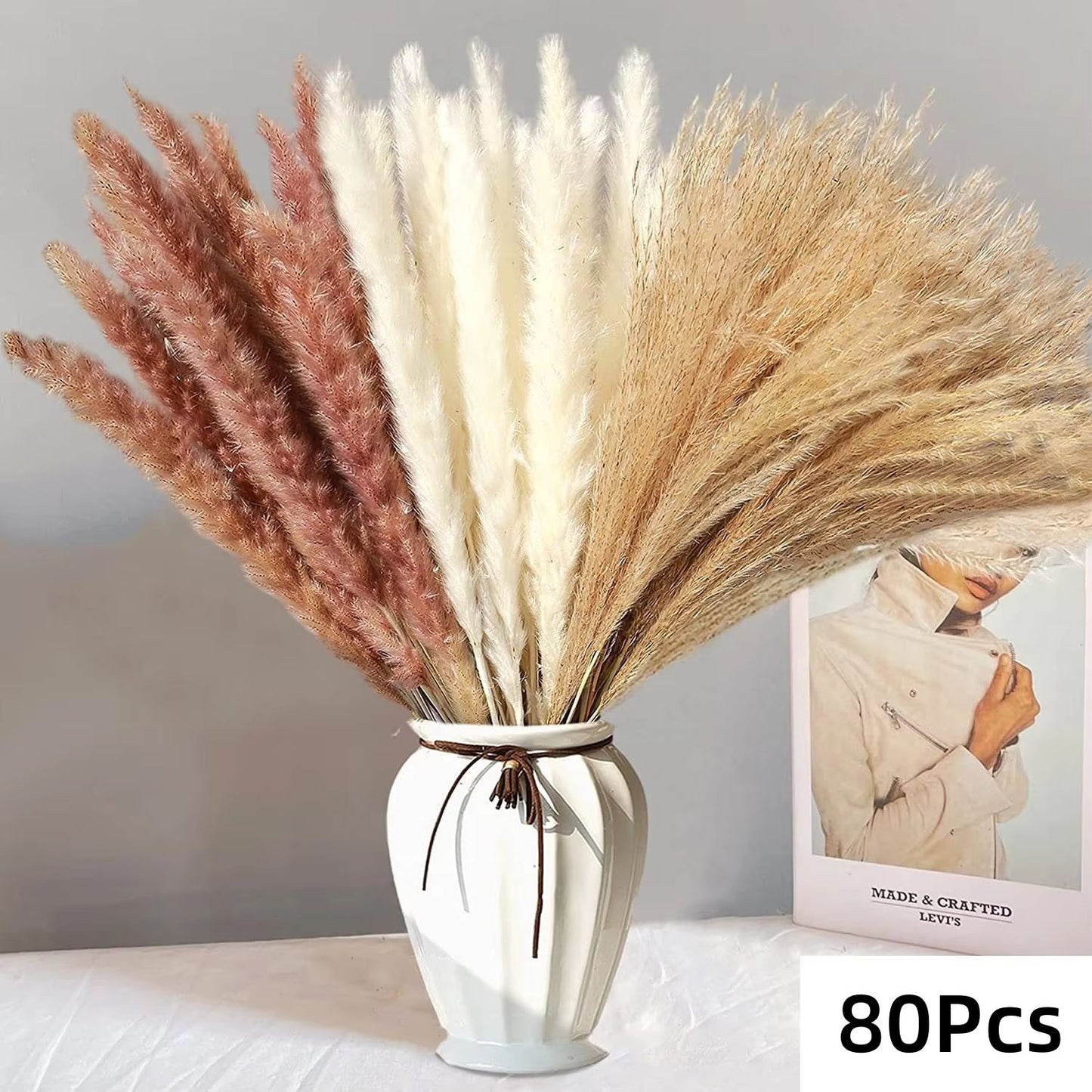 Natural Dried Pampas Grass Bouquet  Boho Vase Decor With Bunny Tails For Weddings  Home Styling 22