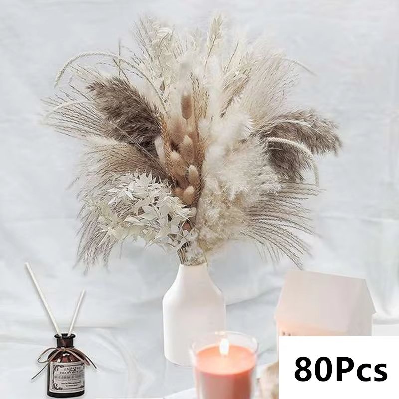 Natural Dried Pampas Grass Bouquet  Boho Vase Decor With Bunny Tails For Weddings  Home Styling 23
