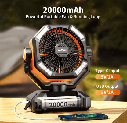 ColdSky 20000mAh Portable Camping Fan With LED Lantern And Power Bank 1