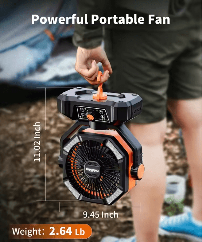 ColdSky 20000mAh Portable Camping Fan With LED Lantern And Power Bank 2