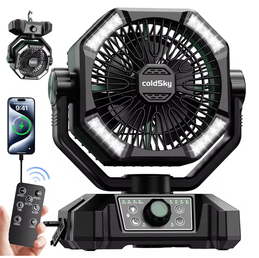 ColdSky 20000mAh Portable Camping Fan With LED Lantern And Power Bank 4