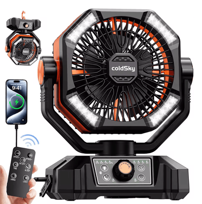 ColdSky 20000mAh Portable Camping Fan With LED Lantern And Power Bank 5