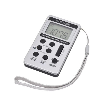 Mini AMFM Pocket Radio With LCD Display  Rechargeable Portable Stereo Receiver With Earphones 1