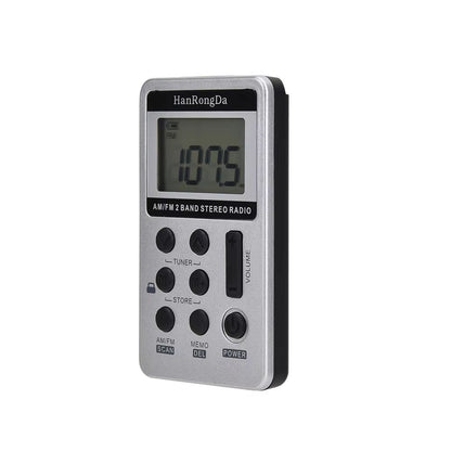 Mini AMFM Pocket Radio With LCD Display  Rechargeable Portable Stereo Receiver With Earphones 2