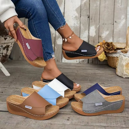 2025 Wedge Slippers for Women – Open Toe Buckle Sandals for Summer Comfort & Style
