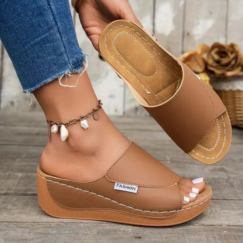 2025 Wedge Slippers For Women  Open Toe Buckle Sandals For Summer Comfort  Style 1