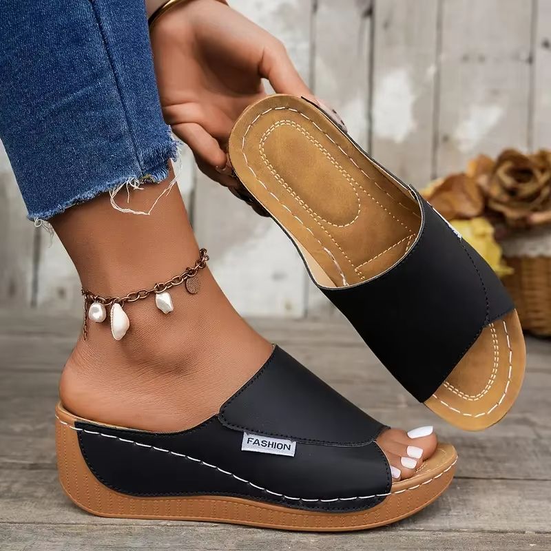 2025 Wedge Slippers For Women  Open Toe Buckle Sandals For Summer Comfort  Style 7