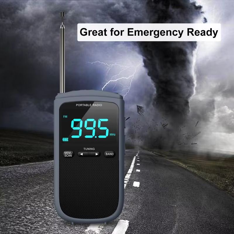 Mini AMFM Portable Radio With Stereo Speaker  Rechargeable Pocket Radio With Alarm Clock  Weather B 5