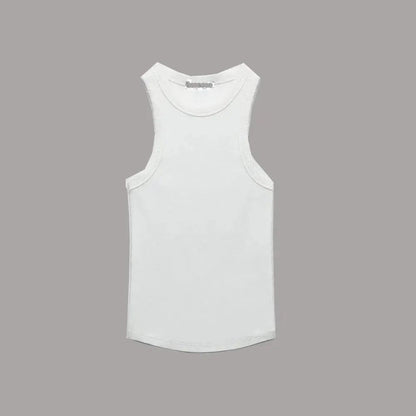 Women Retro Washed Ribbed Tank Top With Stretch Fit And Workwear Style For Casual Everyday Wear 10
