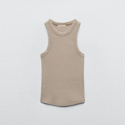 Women Retro Washed Ribbed Tank Top With Stretch Fit And Workwear Style For Casual Everyday Wear 3